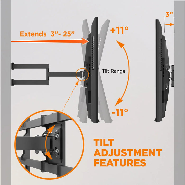 ProMounts Large Articulating/Full Motion TV Wall Mount for 50”-110” Screens and Holds up to 132lbs (OMA8601) - One Products