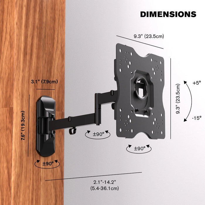ProMounts Premium Articulating TV Wall Mount for Heavy Duty TV for 17-42 Inch Flat and Curved TV Screens, Holds Up to 44 lbs Max VESA 200x200 ProMounts Articulating Mount