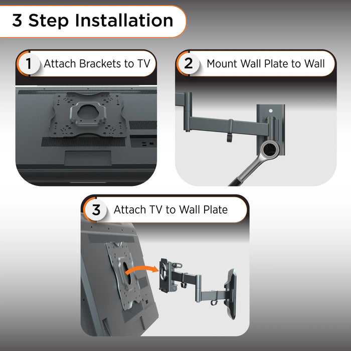 ProMounts Premium Articulating TV Wall Mount for Heavy Duty TV for 17-42 Inch Flat and Curved TV Screens, Holds Up to 44 lbs Max VESA 200x200 ProMounts Articulating Mount