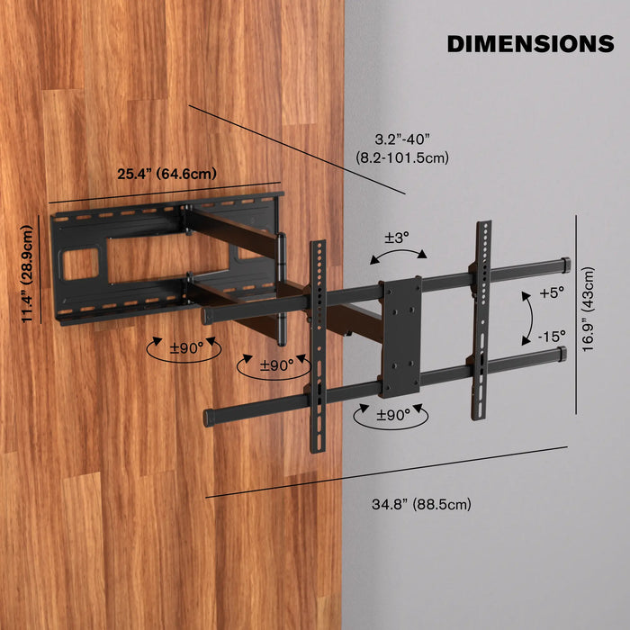 ProMounts Premium Articulating/Full Motion TV Wall Mount with 40 Inch Extension Long Arm for TVs for 32-80 Inch LED, LCD Plasma Flat and Curved TV Screens, Holds up to 110 Lbs ProMounts Articulating Mount