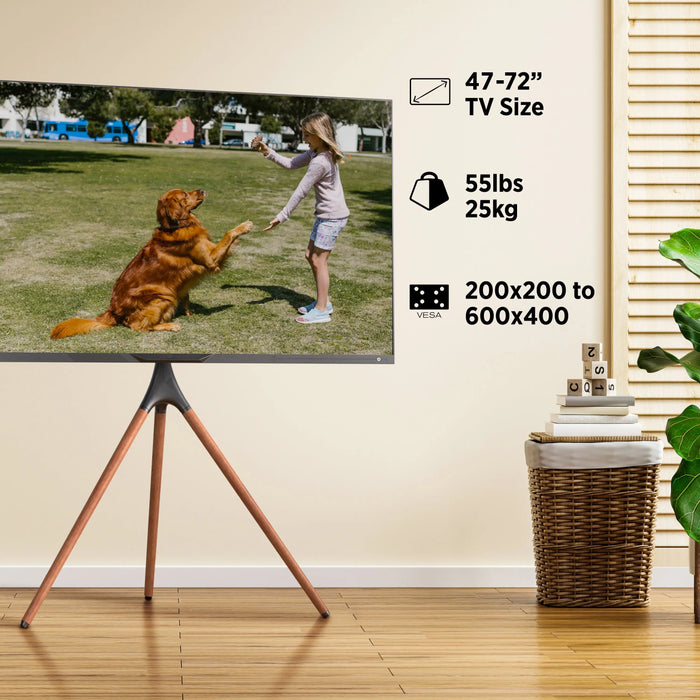 ProMounts Premium Artistic Easel Tripod TV Stand for 47-72 inch LED LCD OLED Flat and Curved Screens, Portable Height Adjustable TV Mount Stand for Bedroom, Living Room, Studio ProMounts TV Stand