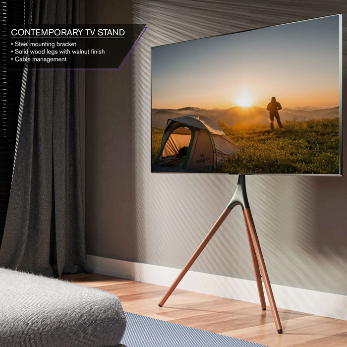 ProMounts Premium Artistic Easel Tripod TV Stand for 47-72 inch LED LCD OLED Flat and Curved Screens, Portable Height Adjustable TV Mount Stand for Bedroom, Living Room, Studio ProMounts TV Stand