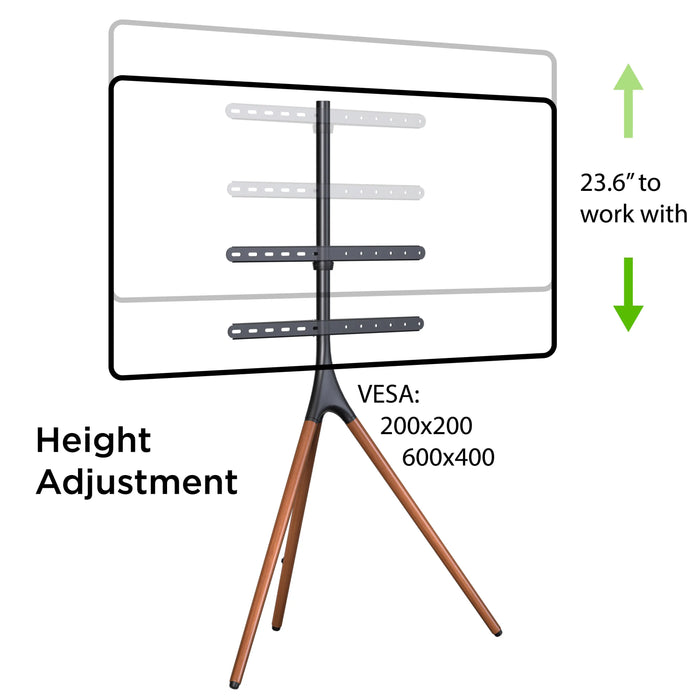 ProMounts Premium Artistic Easel Tripod TV Stand for 47-72 inch LED LCD OLED Flat and Curved Screens, Portable Height Adjustable TV Mount Stand for Bedroom, Living Room, Studio ProMounts TV Stand