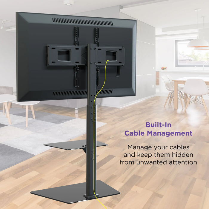 ProMounts TV Floor Stand Mount for 37" to 72" TVs with Height Adjustable Shelf and 25° Swivel (AFMSS6402-02) ProMounts TV Stand