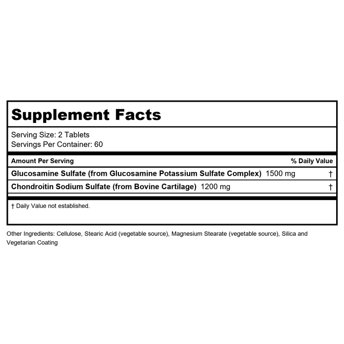 Protocol For Life Balance Glucosamine & Chondroitin Extra Strength 120 Tablets - P3243 - Supplement Facts panel