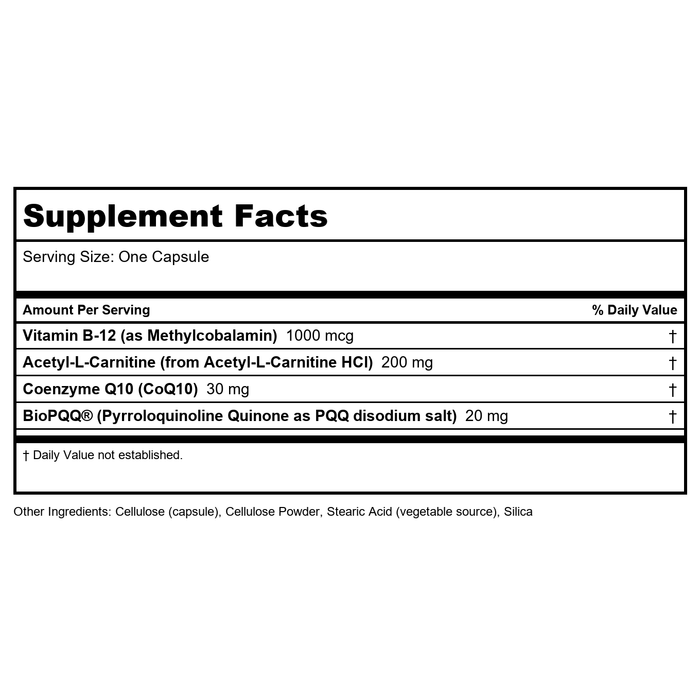 Protocol For Life Balance PQQ Complex with BioPQQ 30 Vcaps - P3168 - Supplement Facts panel