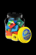 An overhead shot shows the bulk 30 pack of Pulsar Silicone Dab Slab Containers, each in a different translucent color.