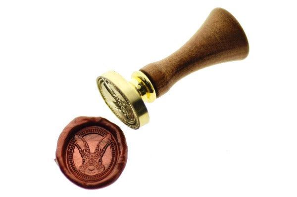 Rabbit Portrait Wax Seal Stamp - Backtozero B20 - Animal, Animal Lover, Bunny, Metallic Red, oval, Portrait, Rabbit, red, Signature, signaturehandle