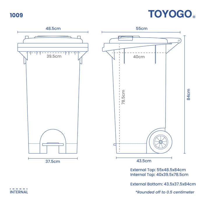 ROBUSTO RECYCLE STEP BIN W WHL 120L (1009-GRN)