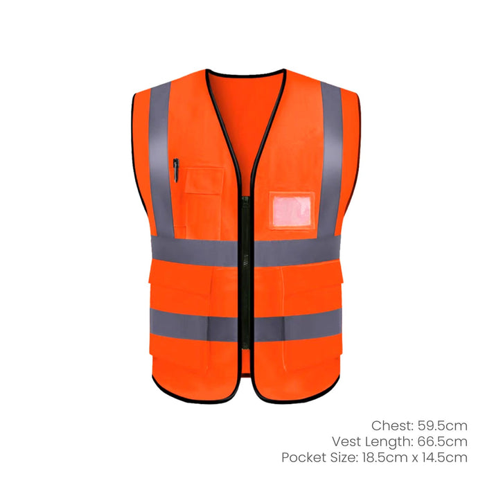 SAFETY VEST WITH REFLECTIVE STRIPES (RED-MULTI-POCKET) (NB5004)