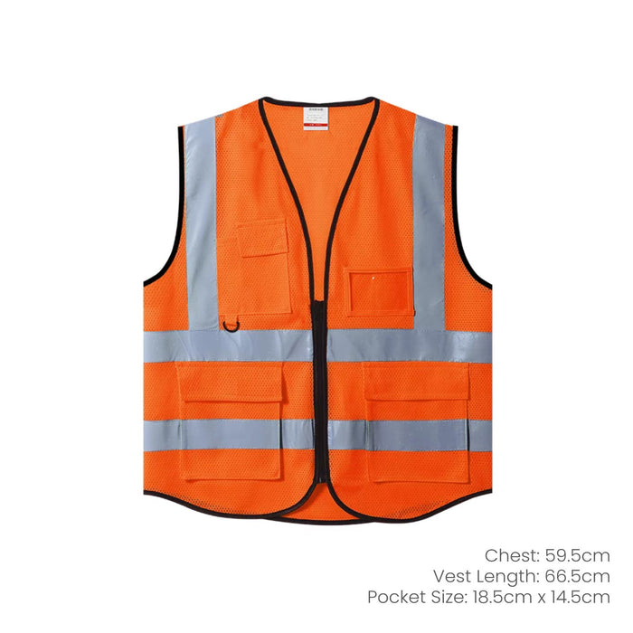 SAFETY VEST WITH REFLECTIVE STRIPES (RED-MULTI-POCKET) (NB5004)