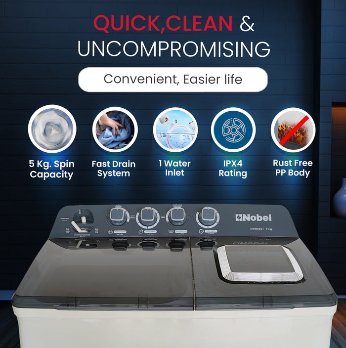 Semi automatic washing machine Twin Tub 7 Kg - NWM8001