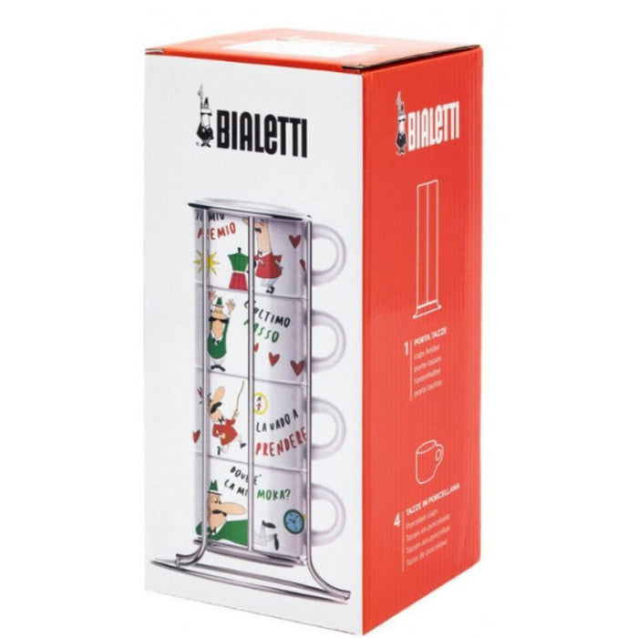 Set of 4 painted porcelain cappuccino cups 150 ml Bialetti | Bialetti Italia