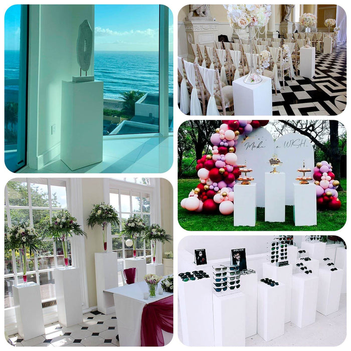 Decorative display pedestals at elegant events and venues.