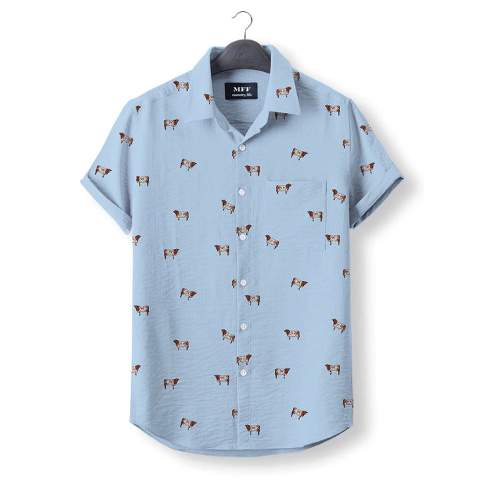 Shorthorn cattle cattle icon pattern - Button Down Shirts for farmers