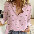 Shorthorn cattle icon pattern Women's Mock Linen Shirts for farmers