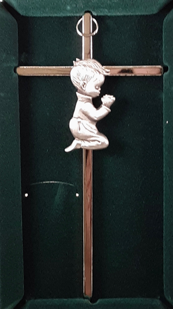 Silver/Gold Boy Kneeling Cross