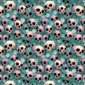 Skulls and Flowers - Teal - Witchy Poo - 2600 31940 Q