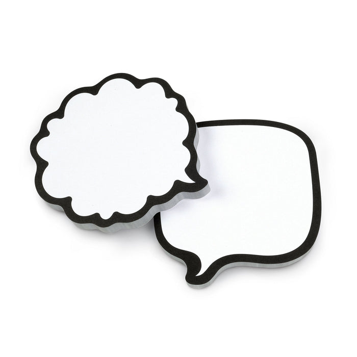 speech and thought bubble sticky notes on a white background