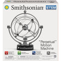 The Smithsonian Perpetual Motion Machine by Smithsonian is a STEM kit for ages 8+ featuring a silver device with spinning rings on a black base, designed as an interactive tool to explore magnetism and physics concepts.