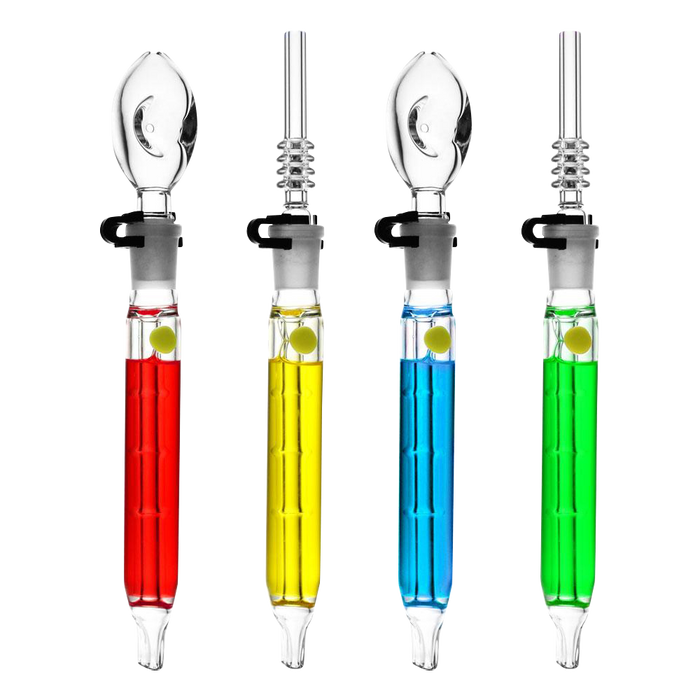 Front view of the Freezable Glycerin Dab Straw & Spoon Pipe, showcasing its clear glass construction against a neutral background.