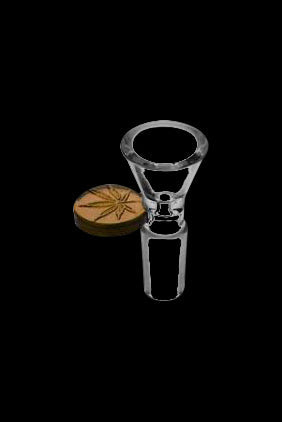 Glass pipe and cannabis bud on black background.