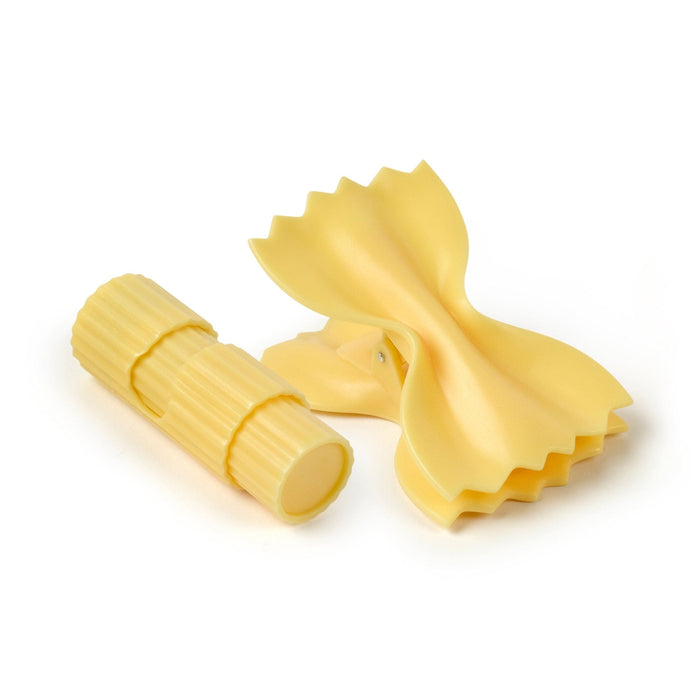 A set of bag clips that look like pasta.