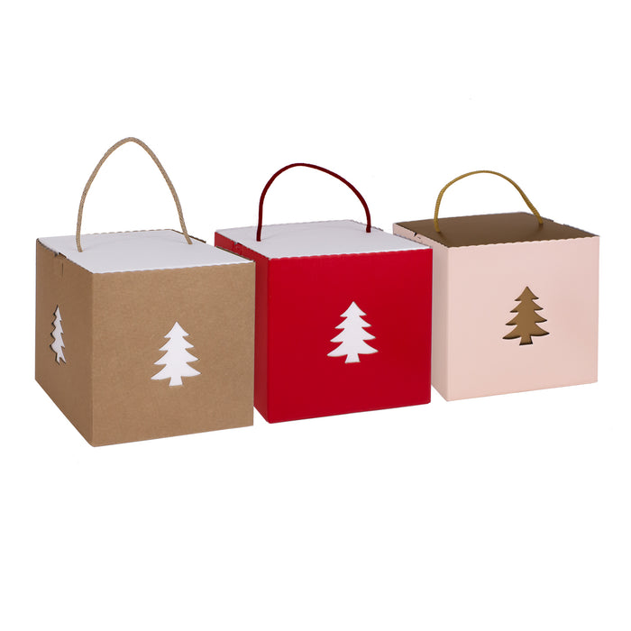 SQUARE BOX WITH CHRISTMAS TREE CUT OUT