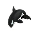 Black orca whale-shaped tea infuser on a white background