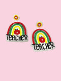 Teacher Rainbow Statement Beaded Earrings