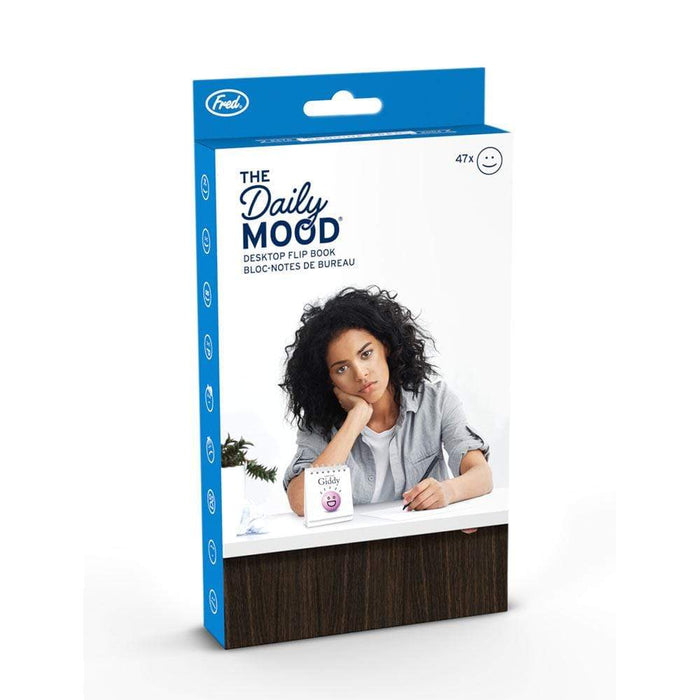 Daily Mood flip book in gift-ready packaging, a funny under-$20 desk accessory for coworkers and teachers.