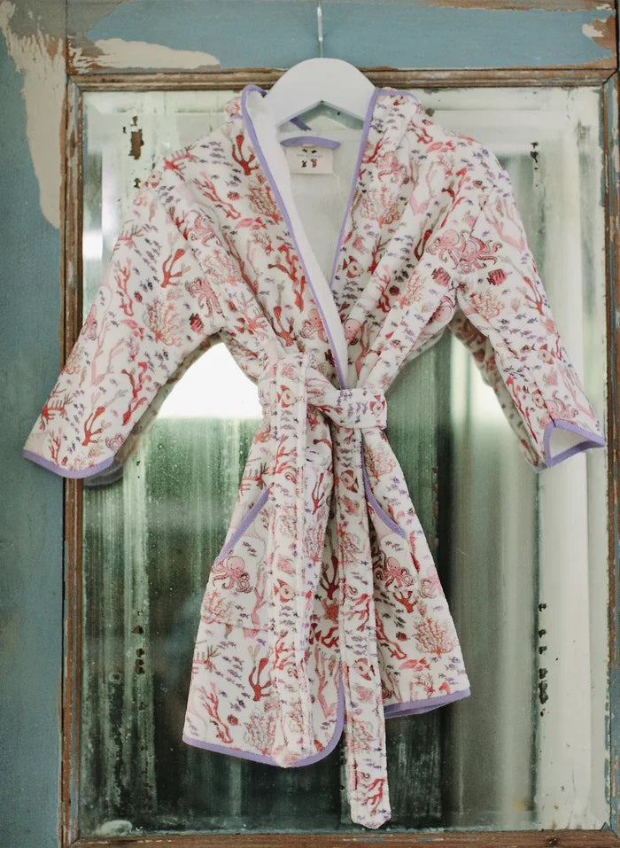 TIMO + VIOLET Rosy Coral Reef Bathrobe