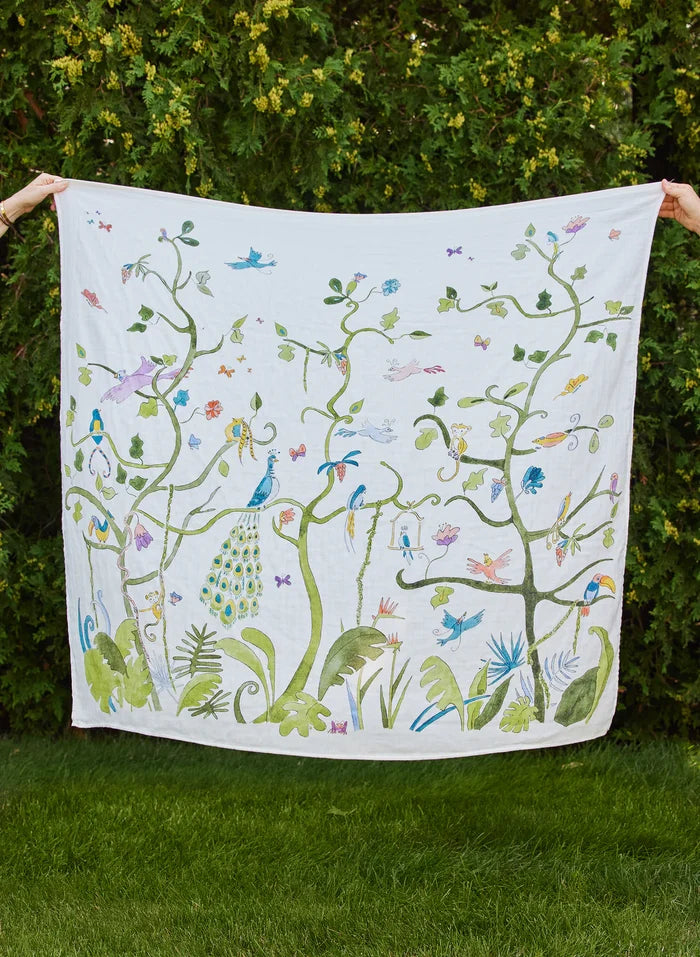 TIMO + VIOLET Tropical Chinoiserie Shawl Blanket