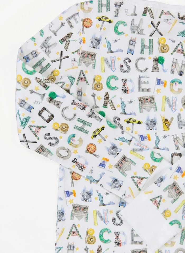 TIMO +VIOLET Two Piece Pajamas-NYC Alphabet Soup