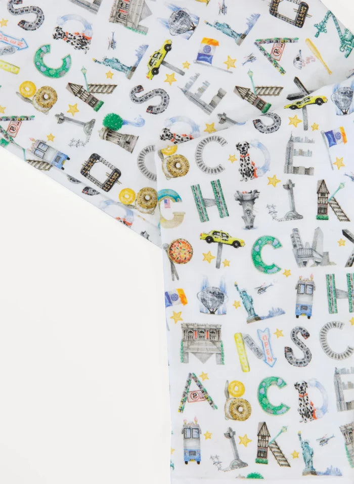 TIMO +VIOLET Two Piece Pajamas-NYC Alphabet Soup