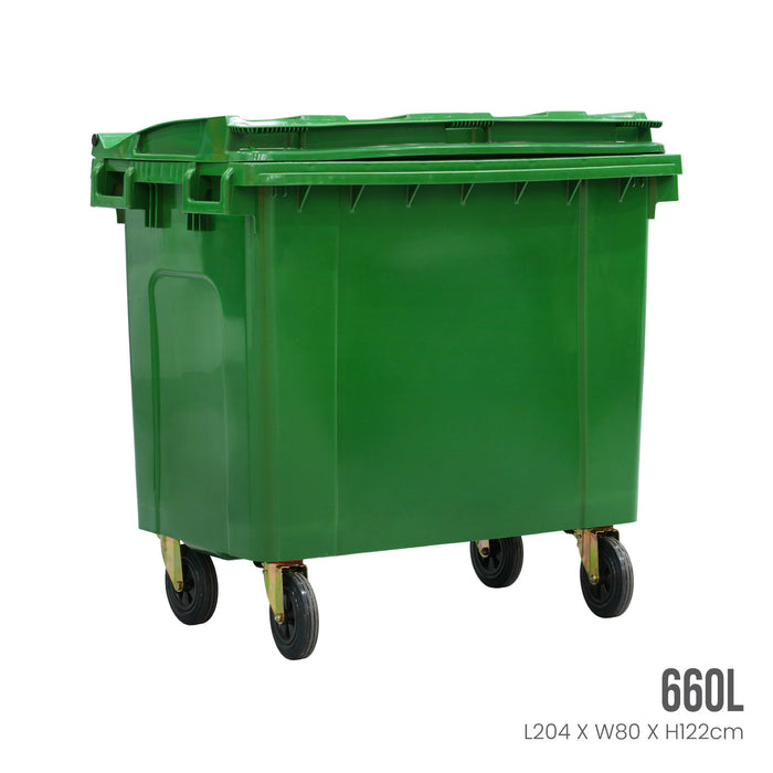 TRASH BIN OUTDOOR 660L GREEN (HFH3037)