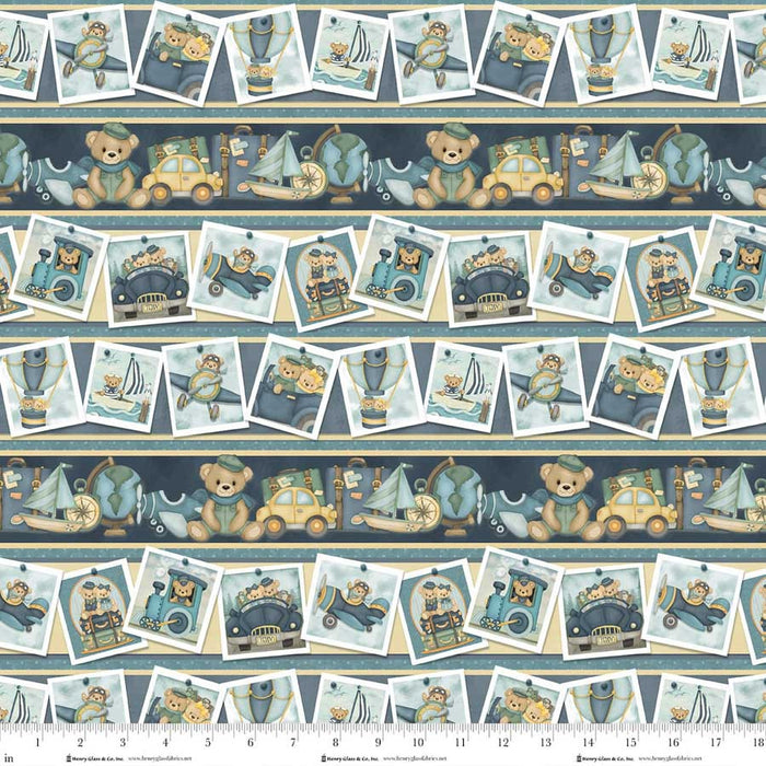 Traveling Teddies - Novelty Stripe Multi - 2418-74