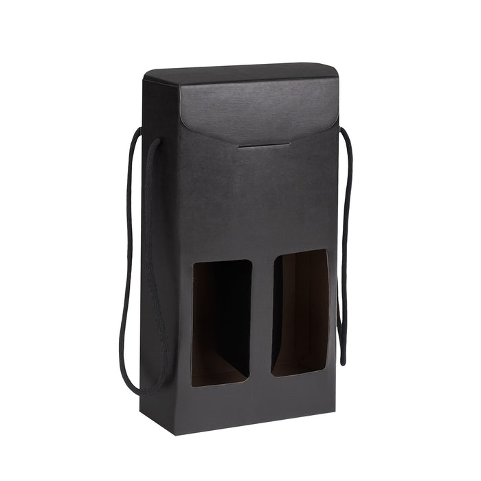 TWO BOTTLE HEXAGON BOX WITH ROPE HANDLE