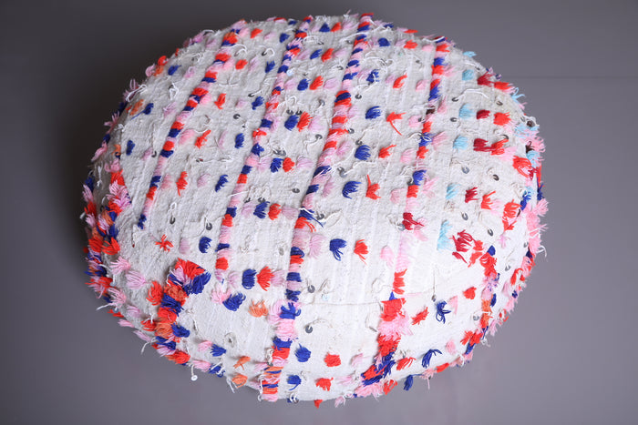 Two moroccan berber kilim round pouf - Moroccan kilim pouf