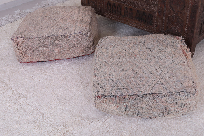 two Moroccan handmade ottoman rug pouf - Moroccan kilim pouf