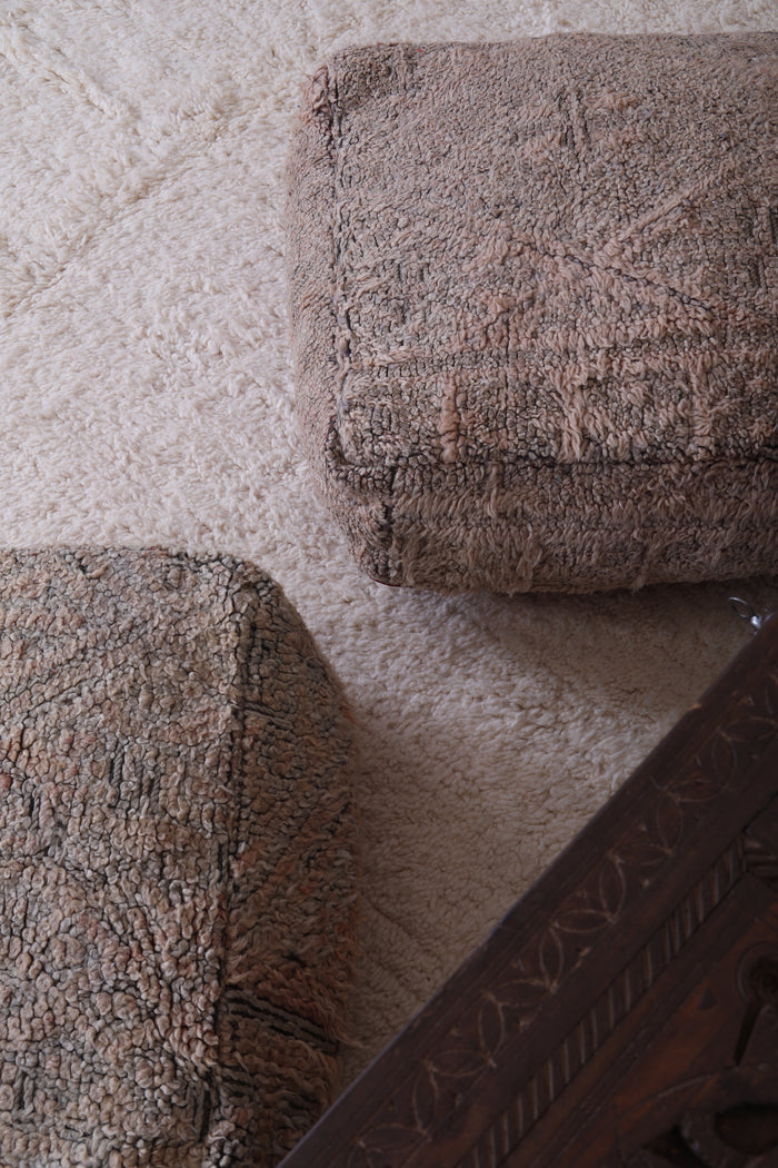 two Moroccan handmade ottoman rug pouf - Moroccan kilim pouf