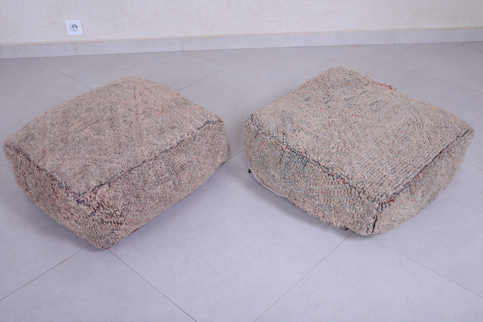 two Moroccan handmade ottoman rug pouf - Moroccan kilim pouf
