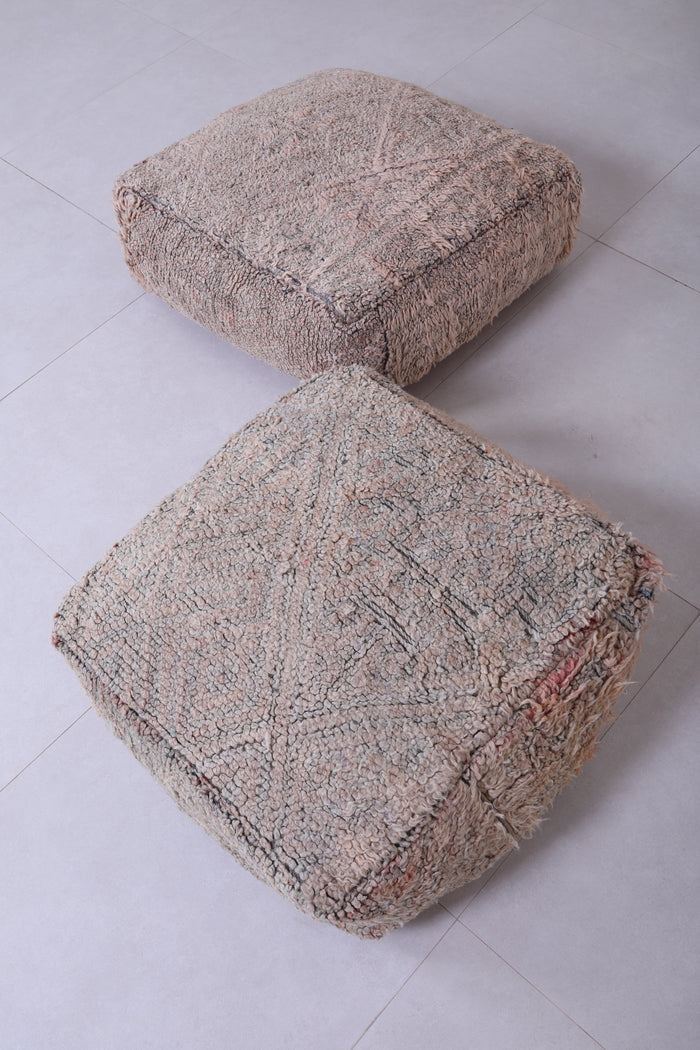 two Moroccan handmade ottoman rug pouf - Moroccan kilim pouf