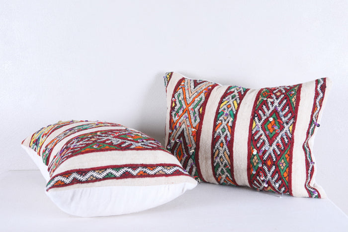 Two moroccan handwoven kilim pillows