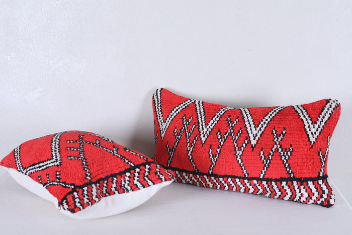 Two moroccan handwoven rug pillows - kilim pillow