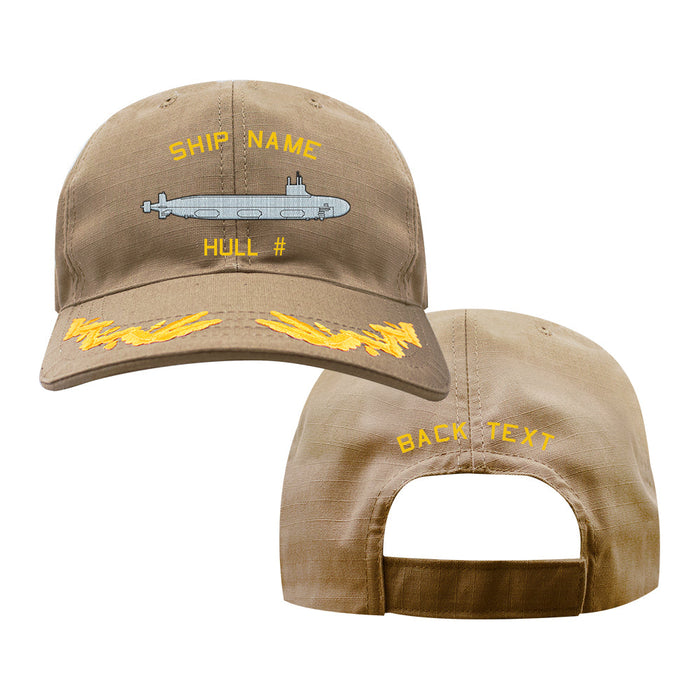 U.S. Navy Custom Ship Cap - Coyote - Captain Scrambled Eggs -Seawolf Class Attack Submarine Hats and Caps