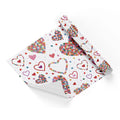 Valentine Colorful Flower Hearts White Base Wrapping Paper