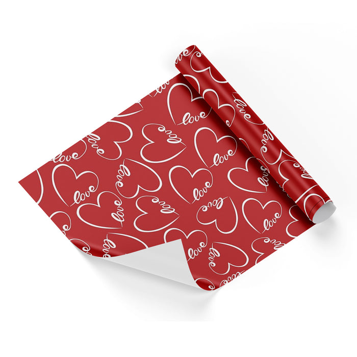 Valentine Red Love Heart Wrapping Paper