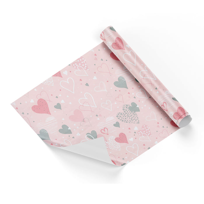 Velentine Pastel Hearts White Base Wrapping Paper