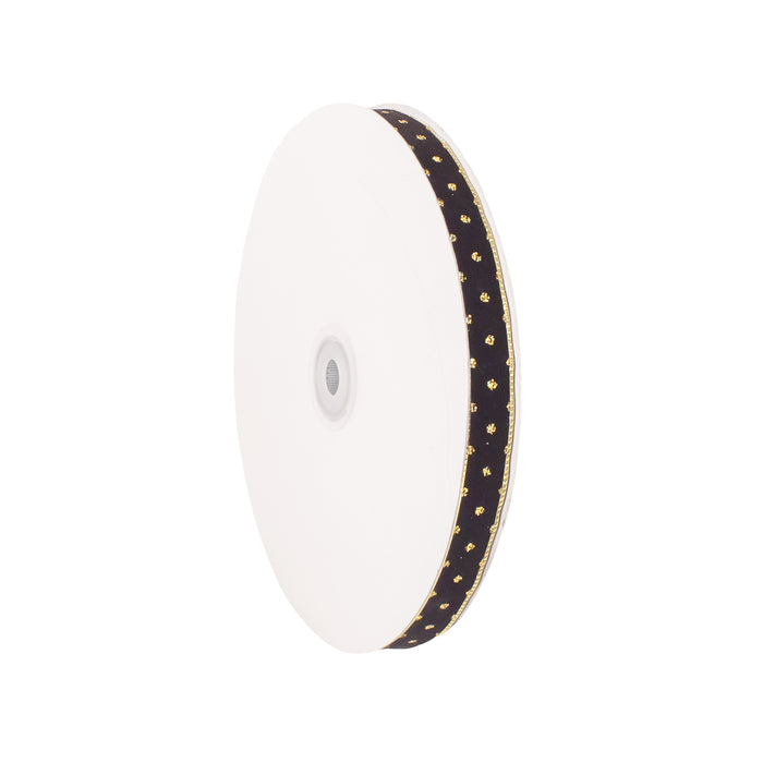 VELOUR RIBBON WITH GOLD DOTS